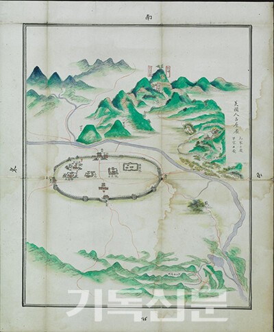 호남 최초의 개신교 교회당인 은송리 예배당의 정확한 위치를 찾는 근거가 된 ‘완산도형’.